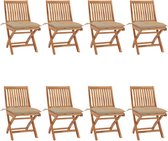 Decoways - Tuinstoelen 8 st inklapbaar met kussens massief teakhout