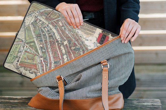 Etui pour ordinateur portable 17 pouces 41x32 cm - Plans de villes historiques - Etui pour Macbook & Laptop Grand plan de la ville historique d' Amsterdam en Hollande du Nord - Etui pour ordinateur portable avec photo