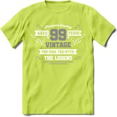 99 Jaar Legend T-Shirt | Zilver - Wit | Grappig Verjaardag en Feest Cadeau | Dames - Heren - Unisex | Kleding Kado | - Groen - XXL