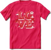 Love - Valentijn T-Shirt | Grappig Valentijnsdag Cadeautje voor Hem en Haar | Dames - Heren - Unisex | Kleding Cadeau | - Roze - S