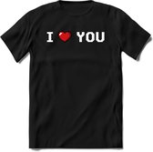 I Love You - Valentijn T-Shirt | Grappig Valentijnsdag Cadeautje voor Hem en Haar | Dames - Heren - Unisex | Kleding Cadeau | - Zwart - XL