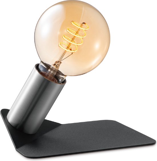 Home Sweet Home - Moderne tafellamp Boyd - chroom - 13/13/5.3cm - bedlampje - geschikt voor E27 LED lichtbron - gemaakt van Metaal
