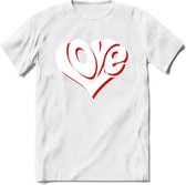 Love - Valentijn T-Shirt | Grappig Valentijnsdag Cadeautje voor Hem en Haar | Dames - Heren - Unisex | Kleding Cadeau | - Wit - S