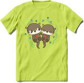 Love Otters - Valentijn T-Shirt | Grappig Valentijnsdag Cadeautje voor Hem en Haar | Dames - Heren - Unisex | Kleding Cadeau | - Groen - L