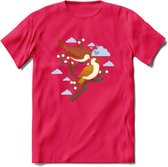 Lovebirds - Valentijn T-Shirt | Grappig Valentijnsdag Cadeautje voor Hem en Haar | Dames - Heren - Unisex | Kleding Cadeau | - Roze - XL