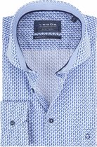 Ledub - Overhemd Blauw Patroon - 45 - Heren - Modern-fit