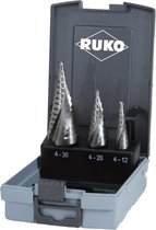 RUKO 101026RO Getrapteboorset 3-delig 4 - 12 mm, 4 - 20 mm, 4 - 30 mm HSS 3 vlakken schacht 1 set(s)