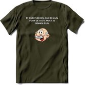 49 oude sokken aan de lijn T-Shirt | Grappig Abraham 50 Jaar Verjaardag Kleding Cadeau | Dames – Heren - Leger Groen - XXL