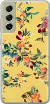 Samsung S21 FE hoesje siliconen - Floral days | Samsung Galaxy S21 FE case | geel | TPU backcover transparant