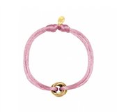 Hidzo armband - Licht roze - Satin knot - Goudkleurig