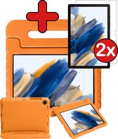 Samsung Tab A8 Cover Kinder Case Kids Case with 2x Screen Protector Glas - Samsung Galaxy Tab A8 2021 Cover Child Friendly (10.5 inch) - Oranje