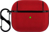 YONO Hoesje geschikt voor Apple Airpods 3 - Nylon Hard Case met Clip - Rood