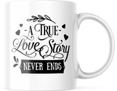 Valentijn Mok met tekst: A true love story | Valentijn cadeau | Valentijn decoratie | Grappige Cadeaus | Koffiemok | Koffiebeker | Theemok | Theebeker