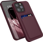 kwmobile hoesje voor Apple iPhone 13 Pro - Telefoonhoesje met pasjeshouder - Smartphone hoesje in wijnrood