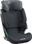 Maxi-Cosi Kore i-Size autostoel in Authentic Graphite met grijze hoofdsteun en groene gordelgeleiders.