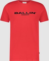 Ballin Amsterdam -  Heren Slim Fit   T-shirt  - Rood - Maat S