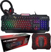 Gaming Set - 4 in 1 game Setup met Gaming Muis, Gaming Koptelefoon, Gaming Muismat en Gaming Toetsenbord - RGB Verlichting