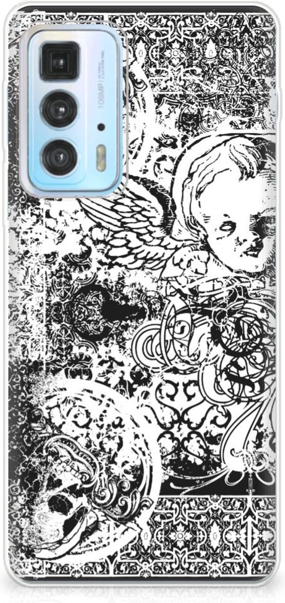 Silicone Back Case Motorola Edge 20 Pro Skulls Angel