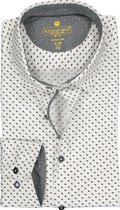 Redmond modern fit overhemd - poplin - wit met zwart en grijs mini dessin (contrast) - Strijkvriendelijk - Boordmaat: 45/46