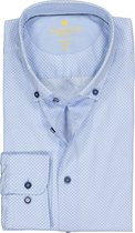 Redmond modern fit overhemd - poplin - lichtblauw met wit gestipt (contrast) - Strijkvriendelijk - Boordmaat: 43/44