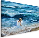 Schilderij - Danseres bij Zee, 5 maten, Premium Print