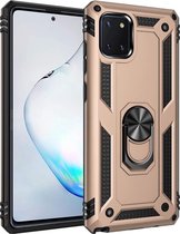 LuxeBass Hoesje geschikt voor Samsung Galaxy Note 10 Lite Hoesje - Anti-Shock Hybrid Ring Armor Goud