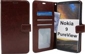 LuxeBass Boekhoesje geschikt voor Nokia 9 - Bruin - telefoonhoes - gsm hoes - telefoonhoesjes