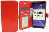 LuxeBass Hoesje geschikt voor Nokia 7 Plus - Bookcase Rood - portemonnee hoesje - bookcase - boekhoesje - book case - boek hoesje