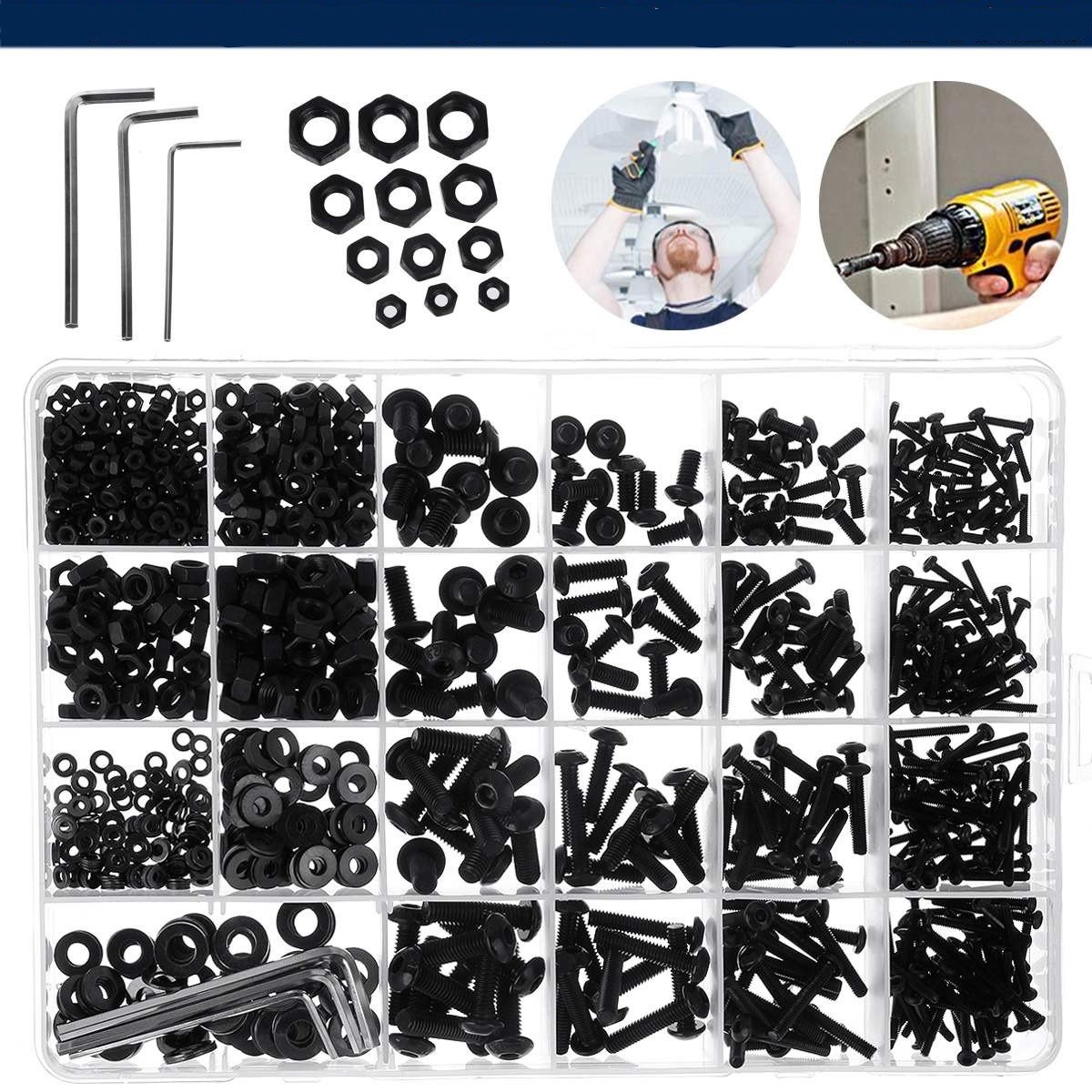 K Kwokker 1080 Stks M3 M4 M2 Bouten en Moeren, Rvs Hex Socket Schroeven