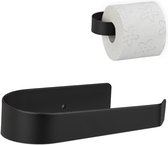 Relaxdays toiletrolhouder zelfklevend - rvs - wc rol houder - closetrolhouder zwart metaal