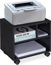 bureau kast - op wielen - 3 open vakken - printerkast - 35,5 x 40 x 30 cm