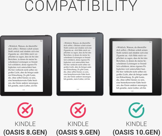 kwmobile e-reader hoesje geschikt voor Amazon Kindle Oasis 10. Generation hoes - E reader flip case met magnetische sluiting - Ereader cover - Zwart-witte bloemen design in wit / zwart van Merkloos — afbeelding 3