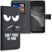 kwmobile telefoonhoesje voor Motorola Moto G71 5G - Hoesje met pasjeshouder in wit / zwart - Don't Touch My Phone design