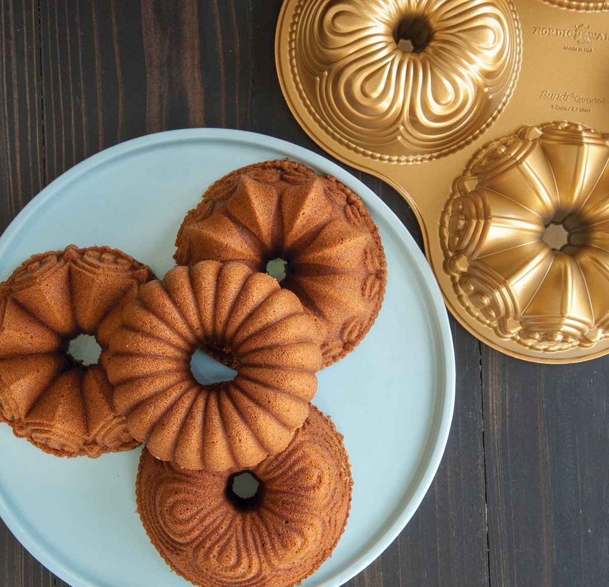 Tulband Bakvorm "Bundt Quartet Pan" - Nordic Ware | Premier Gold