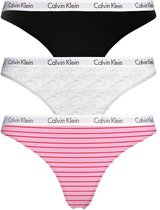 Calvin Klein 3-pack strings curve roze/zwart/grijs