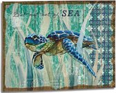 Giftdecor Wanddecoratie Waterschildpad 50 X 70 Cm Canvas Groen