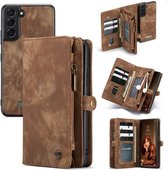 CASEME - Samsung Galaxy S22+ hoesje - Luxe Leren Portemonnee - Bruin