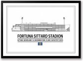 Fortuna Sittard poster | wanddecoratie Fortuna Sittard stadion zwart wit poster | Liggend 30 x 21 cm