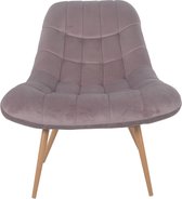 Fauteuil XXL fluwelen roze metalen houtlook