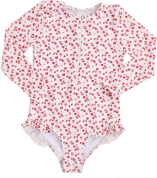 Swim Essentials UV Badpak Meisjes - Lange mouwen - Old Pink Panterprint - Maat 134/140