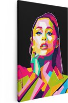 Artaza Canvas Schilderij Ariana Grande in Abstracte Kleuren - 80x120 - Groot - Muurdecoratie - Canvas Print