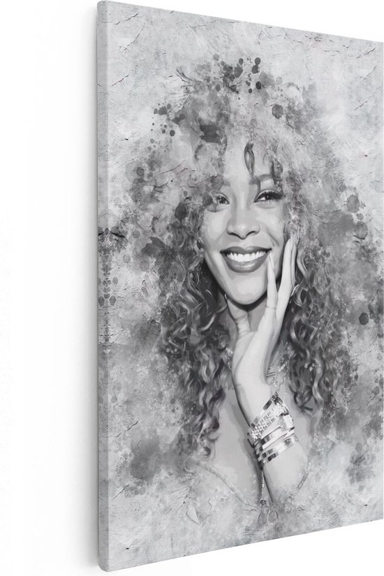 Artaza Peinture sur Canevas Rihanna en noir et blanc 40x60