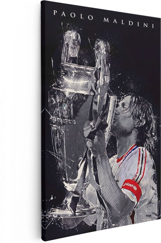 Artaza Canvas Schilderij Maldini bij AC Milan - 60x90 - Foto Op Canvas - Wanddecoratie