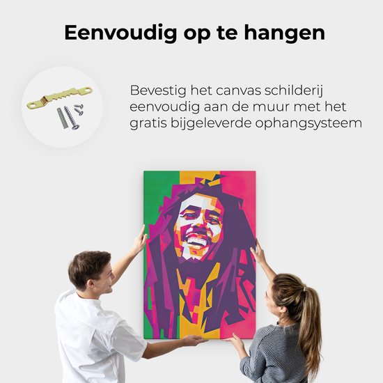 Artaza - Peinture sur Canevas - Bob Marley avec des couleurs Rastafari - 80x120 - Petit - Photo sur Toile - Impression sur Toile