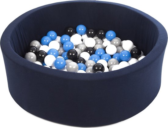 Ballenbak - 150 ballen - rond - 90x30 cm ballenbad - witte, babyblauw, grijze ballen