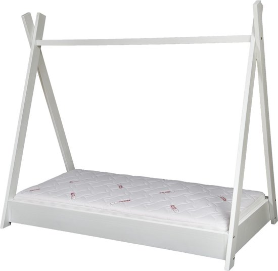 Tipi bed - met matras - 80x160 cm - wit