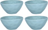 Set van 4 bowls SIA van gehamerde faience OLGA - D15cm - Lichtblauw