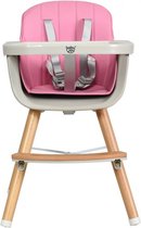 MEUBELEXPERT- 2-in-1 houten kinderstoel met 3 hoogtes roze met stabiel en stevig frame