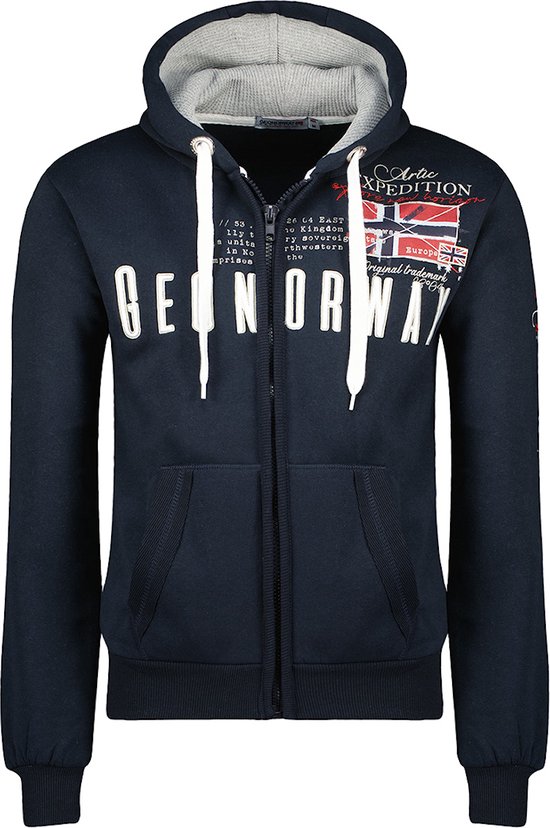 Cardigan Avec Capuche Et Fermeture Éclair Blauw Geographical Norway Gason - L