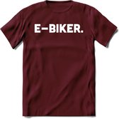 E-bike Fiets T-Shirt | Wielrennen | Mountainbike | MTB | Kleding - Burgundy - M